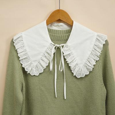 Ложная шаль большой воротник поддельный хлопок кукла дикки кружевная шаль слой воротник с оборками съемный галстук женщины девушки лолита милый свитер
