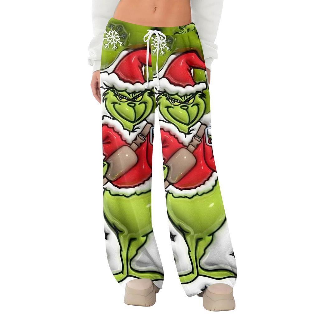 Women's Fleece Wide Leg  Elastic Waist Drawstring Loose Pants Drawstring Pajama Pants Sleepwear Trousers