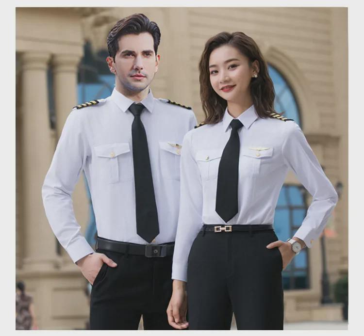 Рубашка с длинными рукавами в стиле пилота ВМС: Унисекс профессиональная одежда для бортпроводников и капитанов