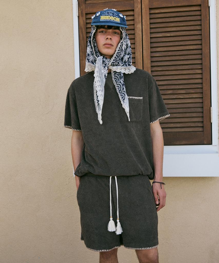 PENFIELD Шорты-бермуды с рисунком 'Resort Shell' из махровой ткани Оливковый_Fr2Kp201