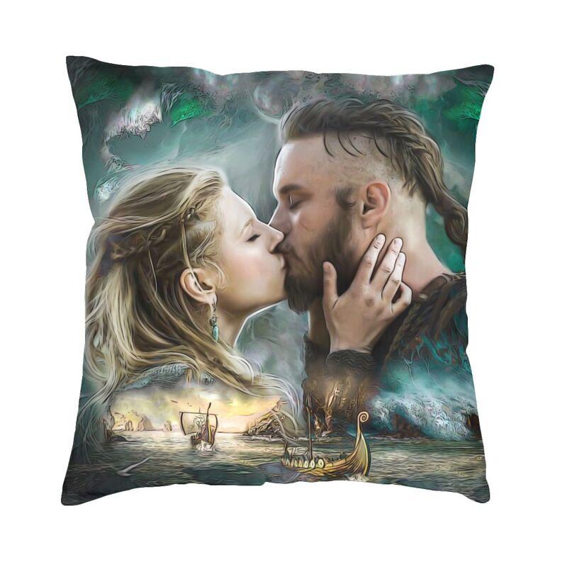Vikings Lagertha Ragnar Lothbrok Sofa Cushion Cover Velvet Norse Valhalla Warrior Pillow Case Living Room Decoration Pillowcase