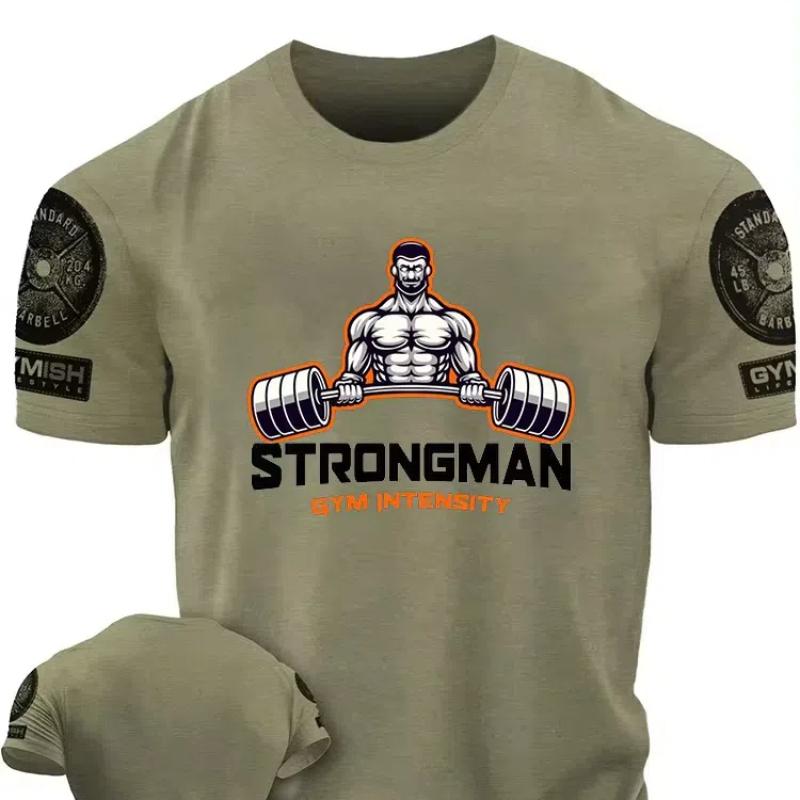 2024 Европа и США летняя повседневная мужская футболка для спортзала Футболка в мужском стиле с короткими рукавами быстросохнущая футболка