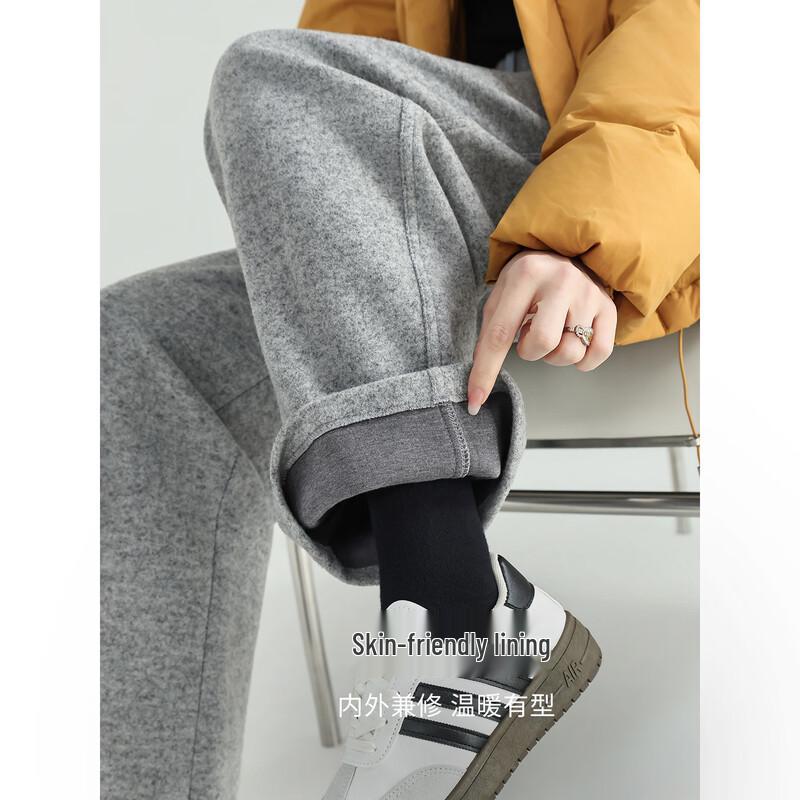 Женские брюки прямого кроя свободного силуэта из смесовой шерсти