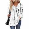 Women's Casual Fashion V-Neck Button Retro Floral Print Long Sleeve Top