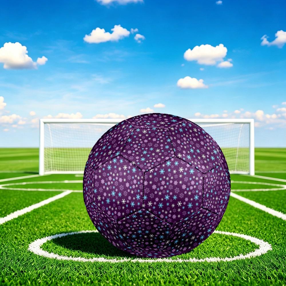 1pc Winter Snowflakes Size 5 Soccer Ball Professional Match Training Football Indoor &Outdoor Sports Ball Lightweight Durable m6567