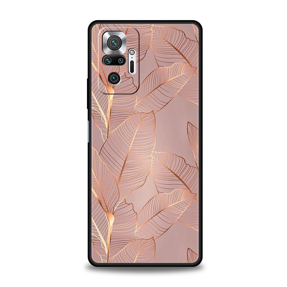 Модный Золотой Розовый Мраморный Чехол Для Телефона Для Xiaomi Redmi Note 14 13 5G 10 11 12 Pro Plus 4G 14C 13C 12C 10C Черная Крышка