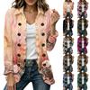 Women's Fashion Floral Print Long Sleeve Ruffled Open Front Cardigan for Everyday Casual Wear