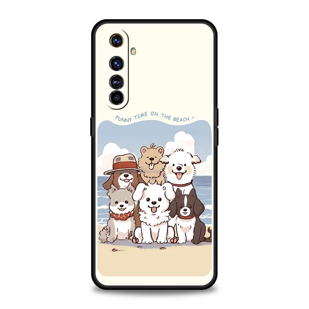 Милый мультяшный пес Морской пейзаж Чехол для Realme 16 15T 14 13 12 11 10 4G 9 8 5G Pro Plus C21 C25 C35 GT5 GT3 GT2 Neo 2 3 3T 5 Чехол