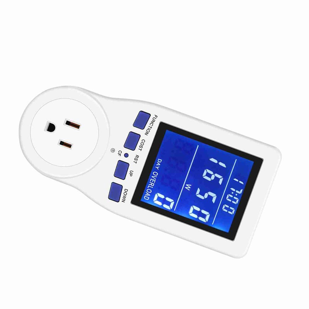 Durable White Power Meter Backlit Full-view Energy Meter LCD US-plug CO2 Monitor Electrical Test