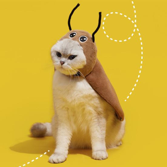 Кошачий Тараканский Плащ Теплый Бархатный Наряд Таракана с Усиками Косплей для Питомца