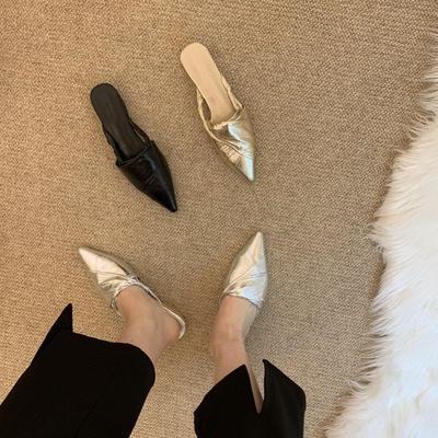 Модные женские туфли с острым носком, туфли-лодочки на плоской подошве, повседневные туфли на плоской подошве, элегантные плиссированные туфли, роскошные брендовые сандалии, золотистые