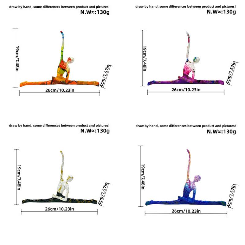 Abstract Yoga Figure Statues Colorful Graffiti Art Figurine Modern Style Home Living Room Desktop Wine Cabinets Resin Ornaments