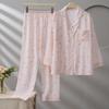 Spot new women's cotton silk spring, summer and autumn thin cardigan long sleeve with chest pad pajamas simple and comfortable loungewear