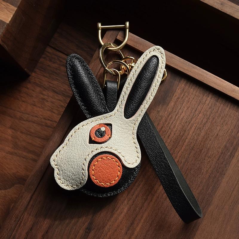 Original Design Rabbit Rabbit Leather Car Key Bag Pendant Handmade Personalized Niche Trendy Girl Key Chain