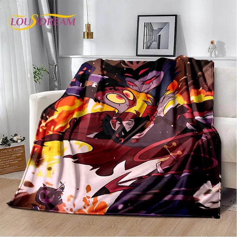 Мягкое фланелевое одеяло Cartoon H-Helluva Boss Blitzo H-Hazbin Hotel для кровати, спальни, дивана, пикника, плед для отдыха на открытом воздухе