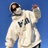 Cotton Hooded Sweatshirt Students Loose Fit Fall Winter Korean Style Couple Outerwear