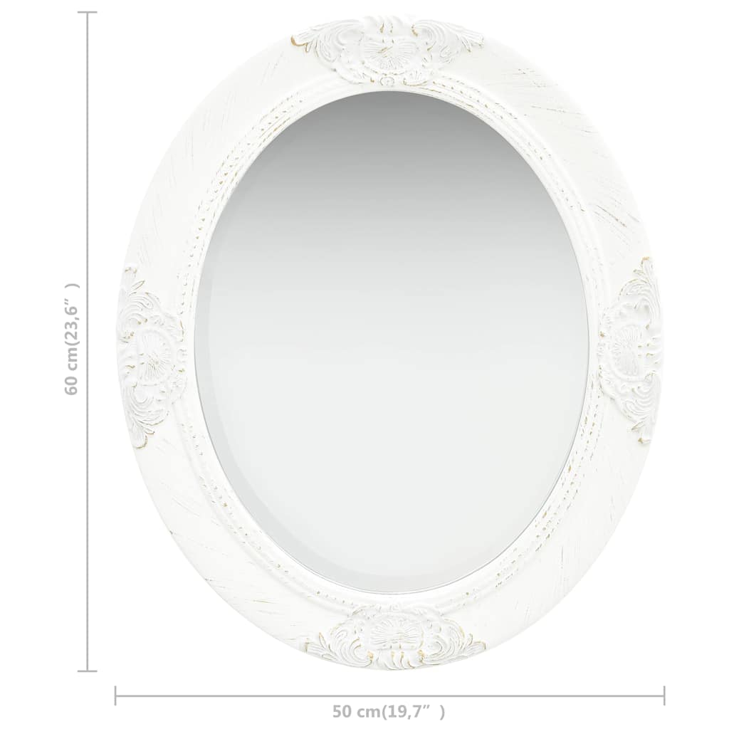 Baroque Style Wall Mirror 50 x 60 cm White