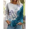 Женские модные топы в гавайском стиле с длинным рукавом и круглым вырезом, повседневная футболка с длинным рукавом, новый 3D-печатный цветочный принт