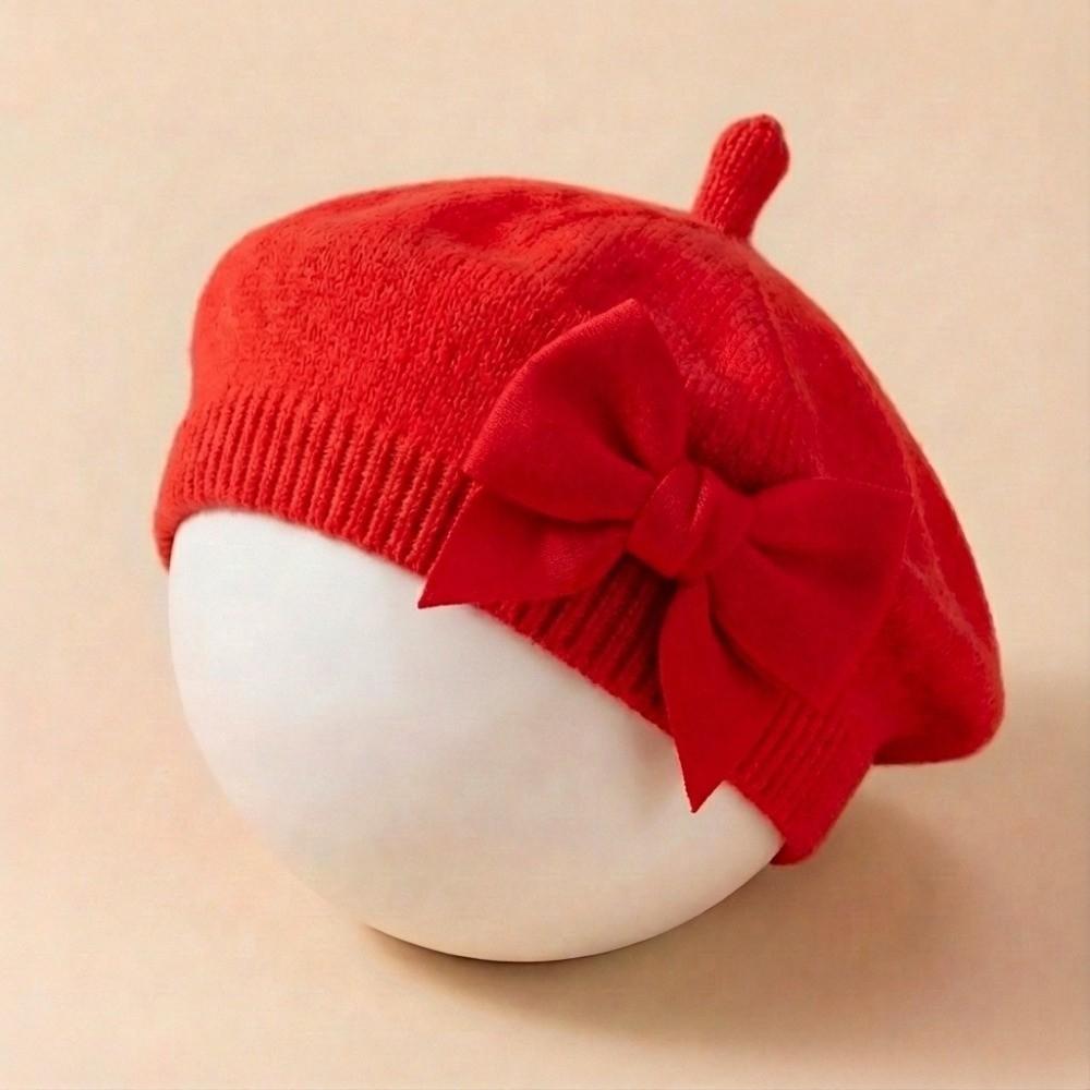 Soft Kids Beanie Cap Knitted Warm Hat New Baby Big Bow Beret Daily