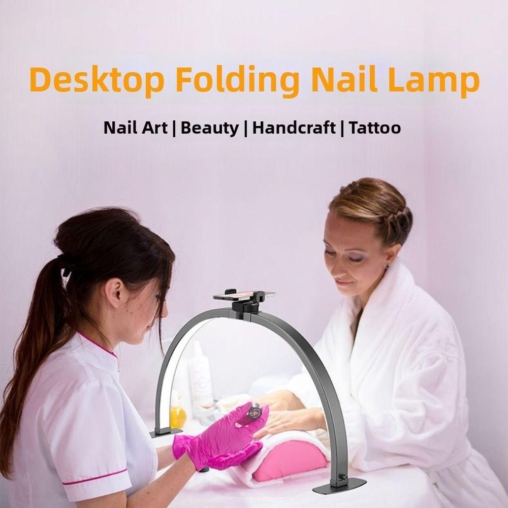3 Color Temperature Half Moon Nail Lamp 10 Brightness Levels Manicure Light Eyelash Extensions