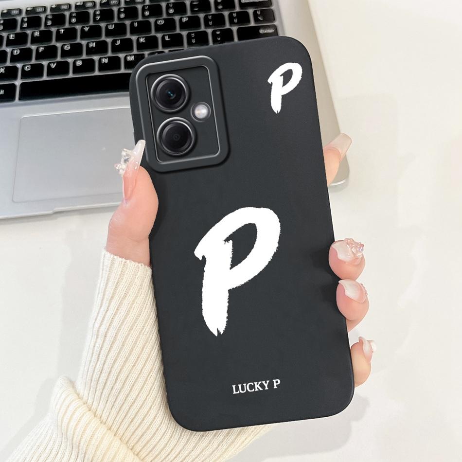 For Xiaomi Redmi Note 12 5G Lucky Initial Letter Phone Case For Redmi Note 12 Pro 5G Note12 Soft Silicone Shockproof Bumpers
