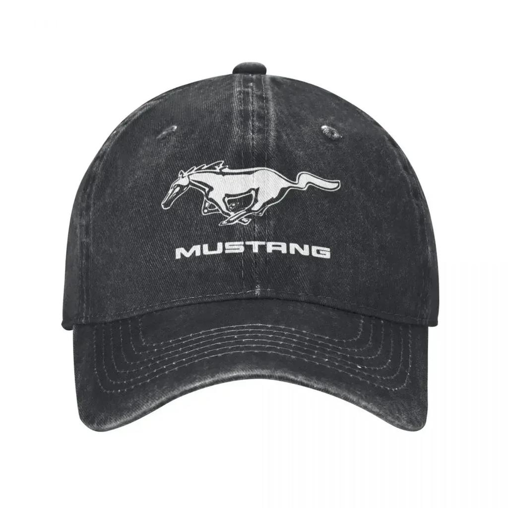 Классическая бейсболка с логотипом Mustang для унисекс, женская, из потертого денима, стираная, с застежкой-snapback, белая лошадь, без каркаса, мягкая кепка