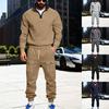 Men's Casual Heavy-duty Fleece Loose Stand-up Collar Casual Sweatshirt, Men's Sportswear Workwear Sweatshirt And Pants Set