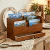 Rustic Desktop Drawer Storage Box Wooden Mail Organizer Stationery Storage Containers  Office Use