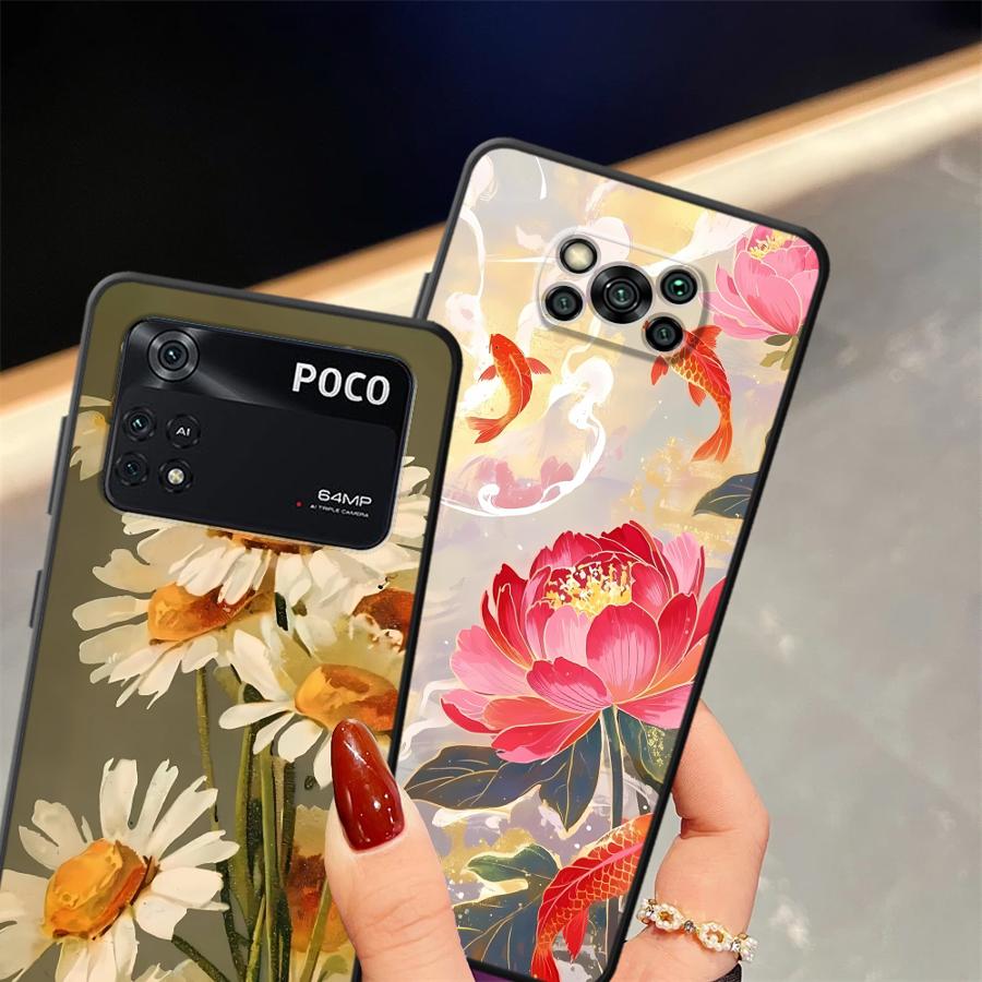Чехол для Xiaomi Poco F8 M3 M4 M7 F1 C50 C61 M5 X3 X4 X5 X7 Pro F3 C71 C75 Funda Чехол для телефона Масляная живопись Цветок