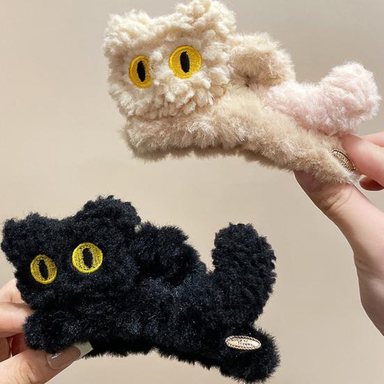 Плюшевая кошачья заколка-коготь, большая 3D-заколка для волос в виде кошки, мультяшная акула, женская заколка для укладки волос, аксессуар