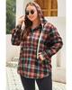 Azura Exchange Red Plus Size Plaid Kangaroo Pocket Drawstring Hoodie