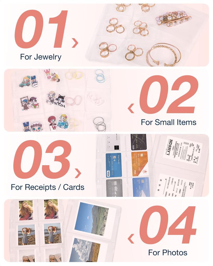 Jewelry Travel Organizer Case Transparent Jewelry Storage Book Ring Binder Jewelry Bags Clear Booklet Jewelry Rolls Zipper Bag