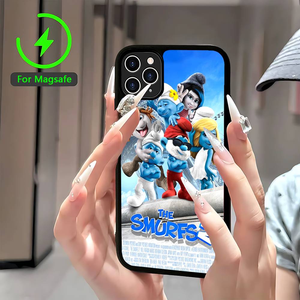 Cartoon The S-Smurfs Phone Case For IPhone 13 14 15 11 12 16 17 Pro Max Plus For Magsafe Magnetic Shell