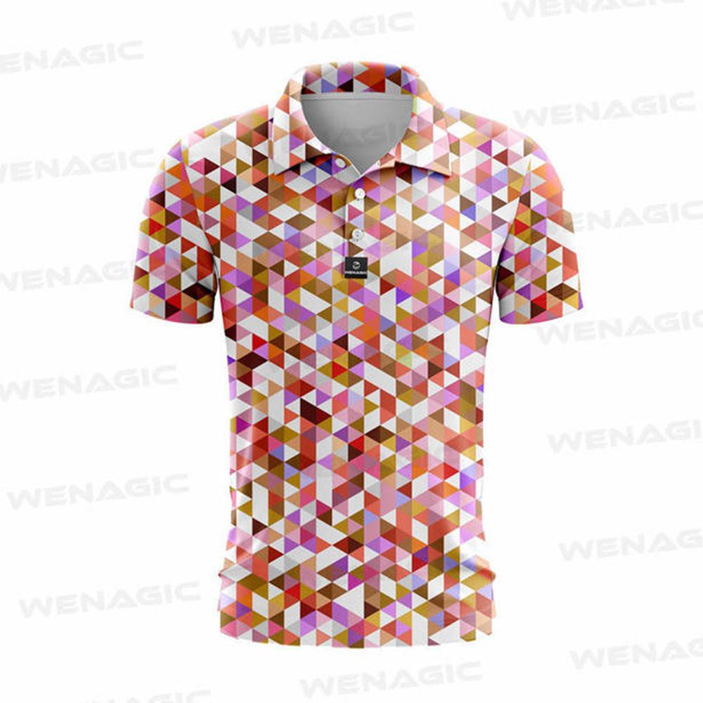 Golf polo shirt diamond pattern polo shirt summer short sleeve t-shirt quick drying breathable