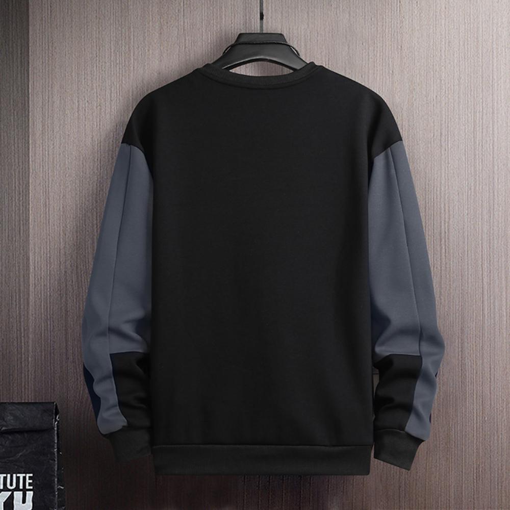 Men's Round Neck Pullovers Male Contrast Color Sweatshirts Outdoor Tops Streetwear Spring Casual Hoodies