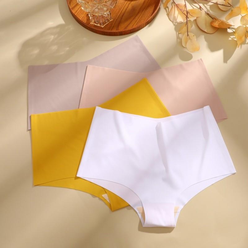 FINETOO Женские трусики Ice Silk с высокой талией, бесшовные и не оставляющие следов трусы, однотонное нижнее белье