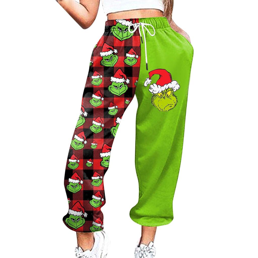 Женские повседневные модные рождественские принтованные повседневные спортивные брюки с эластичной талией и завязками на шнурке