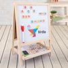 Children's Double-Sided Folding Magnetic Drawing Easel - Black & White Board, Wooden, Multifunctional, 1.2.