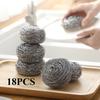 6/18 шт. Скребок из нержавеющей стали, губки для мытья посуды, чистящий шарик, скребок из стальной ваты для чистки кухни, кастрюль, сковородок, посуды, ванной комнаты