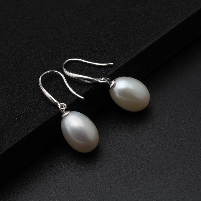 Real Freshwater Gray Pearl Earrings For Women ,Wedding 925 Sterling Silver Jewelry Black Natural Pearl Earring Girl Birthday Gift