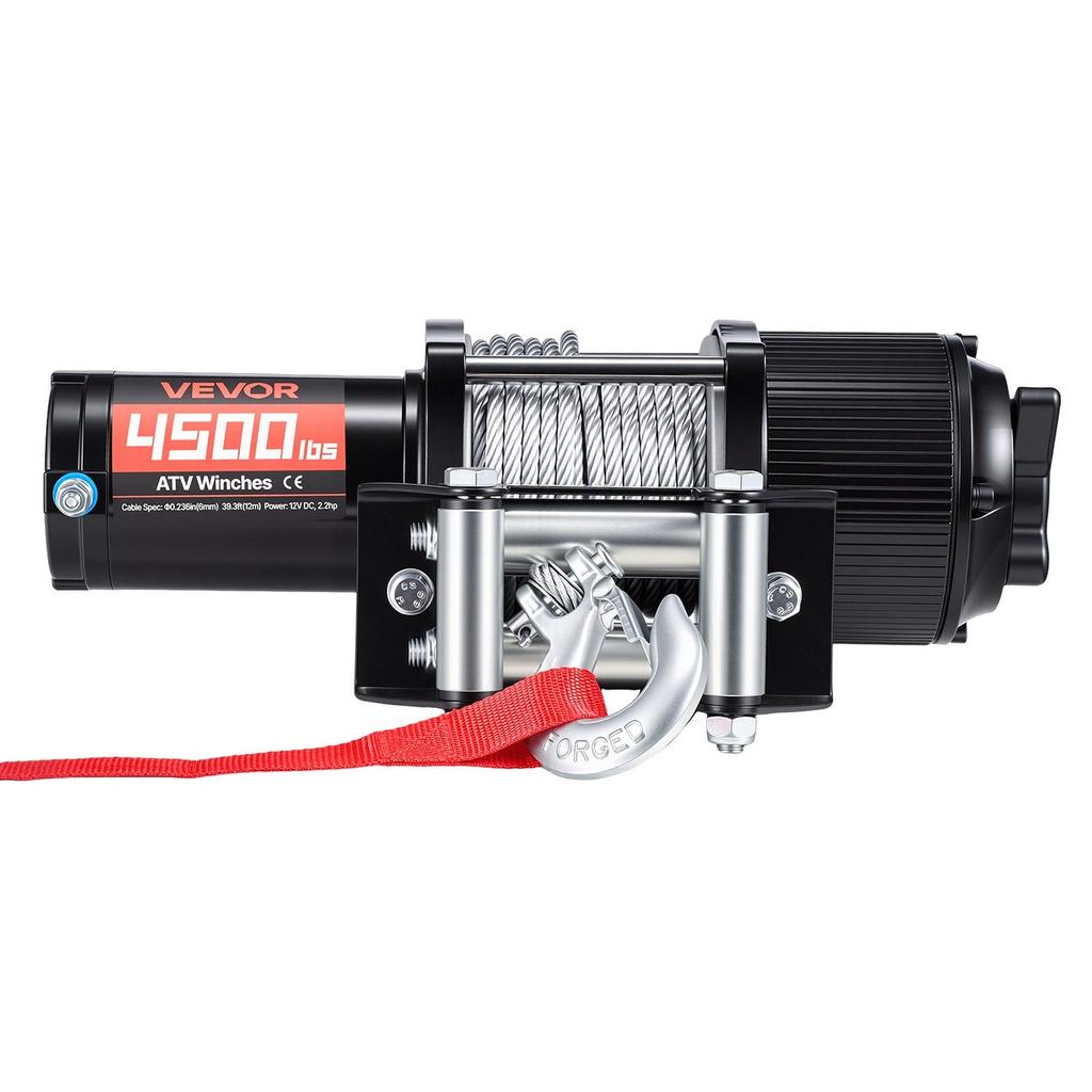2041 kg Electric Winch, 12V DC ATV/UTV Winch with 6 mm x 12 m Steel Wire Rope, Wireless & Wired Remote Control, IP54 Waterproof, Roller Fairlead Mount