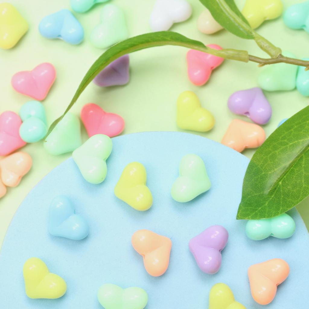 Ювелирные аксессуары цвета макарон, средние бусины в виде сердца, ожерелье, изготовление модных украшений «сделай сам», персиковый браслет, 20 шт., кремовый браслет