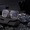 Box Sunglasses Men'S Personality Double Beam Sunglasses Metal Frame Retro Sunscreen Sunglasses