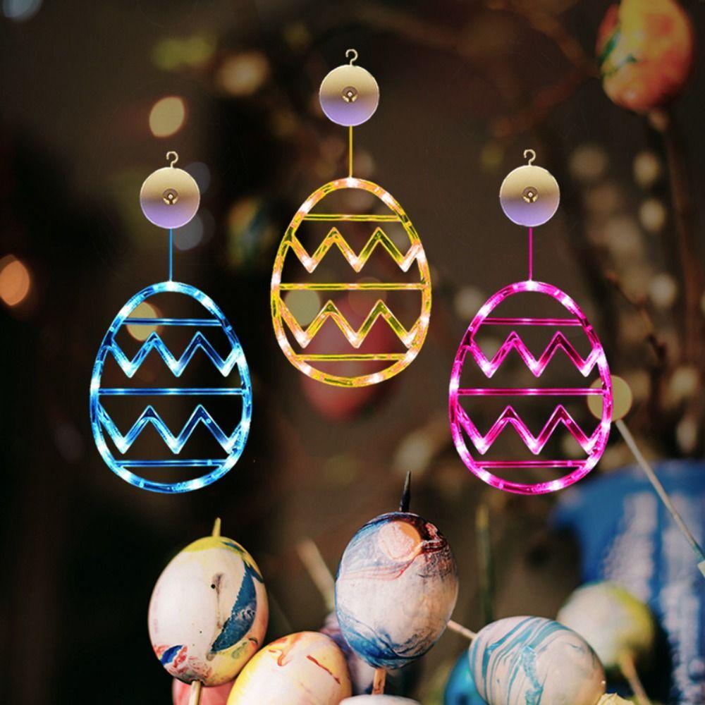 Wall Hanging Egg Suction Cup Light Plastic String Lights Cute Easter Window Lights  Indoor Home