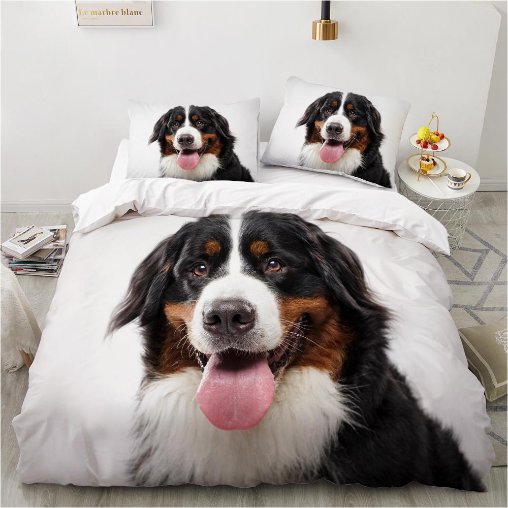 Dog Duvet Cover Set Double Queen King Size Bedding Set Black And White Border Shepherd Soft Comfortable 2/3pcs Twin Quilt Cover