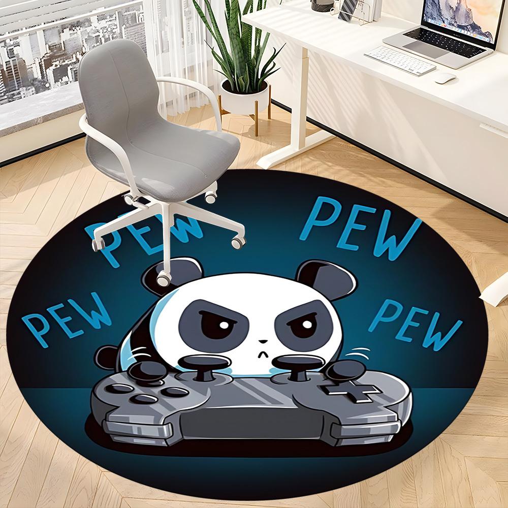1pc Panda Gaming Office Round Area Rug, Indoor Mat Suitable For Office, Under Office Chairs Bedroom Living Room Home Decor, Room Deco, 079