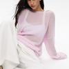 Spring Hollow Round Neck Thin Sweater Knitted Top For Women