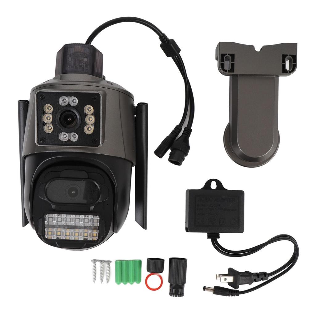 Security Camera Security Camera Dual Lens 6MP 5X Zoom Motion Detection IP66 Waterproof Panoramic Security Camera Outdoor Home Use Outdoor, (US Plug)