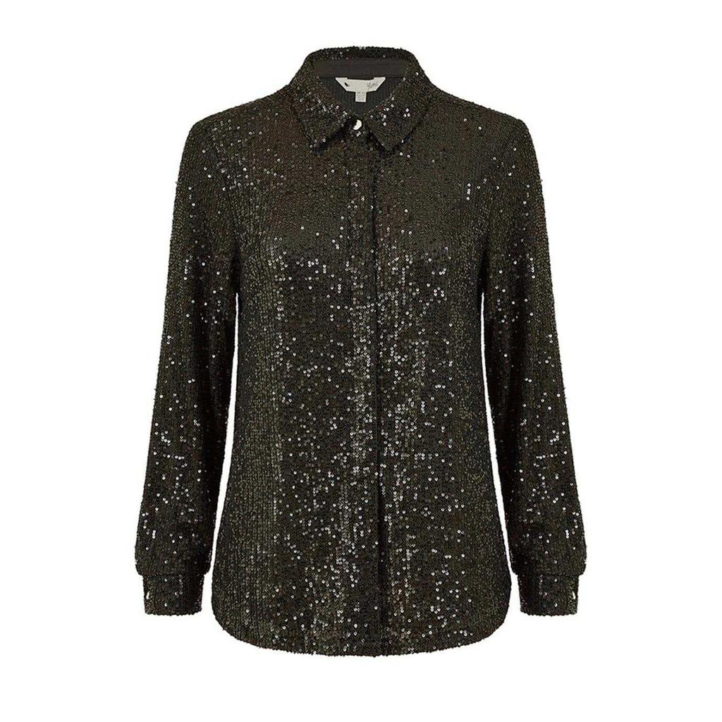 Yumi Womens/Ladies Sequin Regular Long-Sleeved Shirt