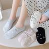 Женские летние тонкие носки-лодочки без косточек, с вышивкой котятами в горошек, с неглубоким вырезом, нескользящие, невидимые